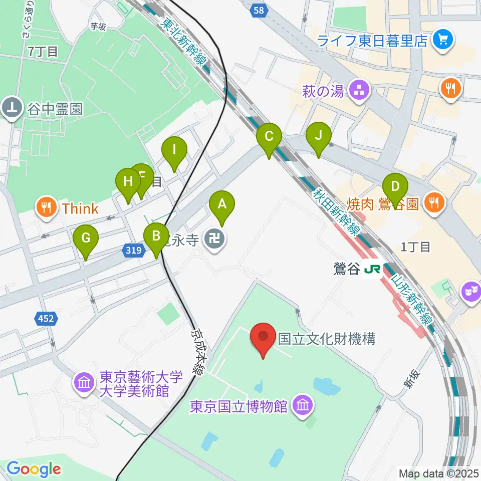 東京国立博物館・平成館周辺の駐車場・コインパーキング一覧地図