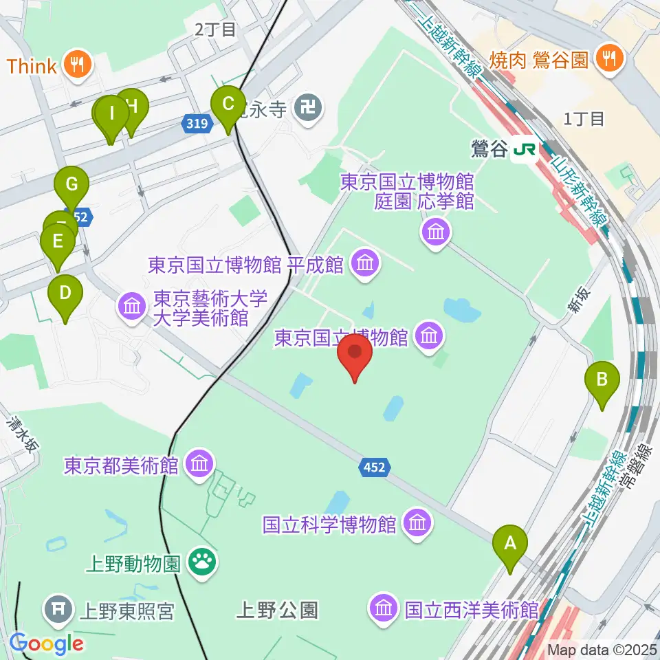 東京国立博物館・表慶館周辺の駐車場・コインパーキング一覧地図