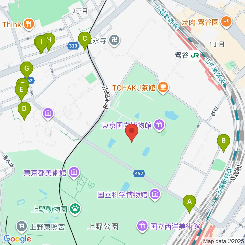 東京国立博物館・表慶館周辺の駐車場・コインパーキング一覧地図
