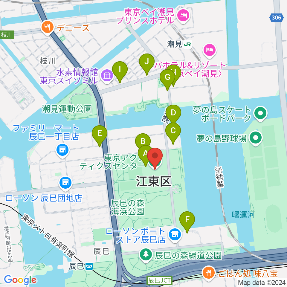 東京アクアティクスセンター周辺の駐車場・コインパーキング一覧地図