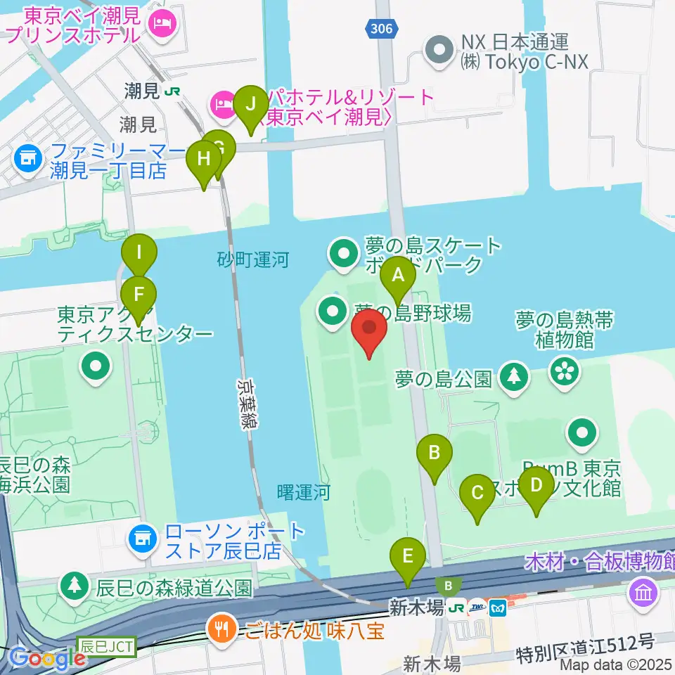 夢の島野球場周辺の駐車場・コインパーキング一覧地図