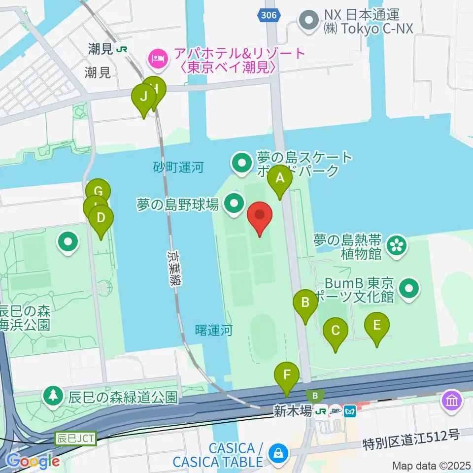 夢の島野球場周辺の駐車場・コインパーキング一覧地図