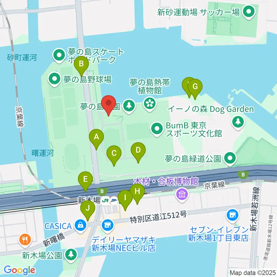 都立第五福竜丸展示館周辺の駐車場・コインパーキング一覧地図