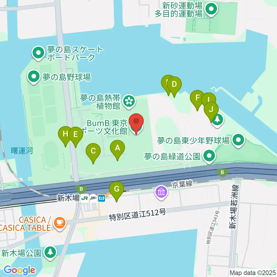 BumB東京スポーツ文化館周辺の駐車場・コインパーキング一覧地図