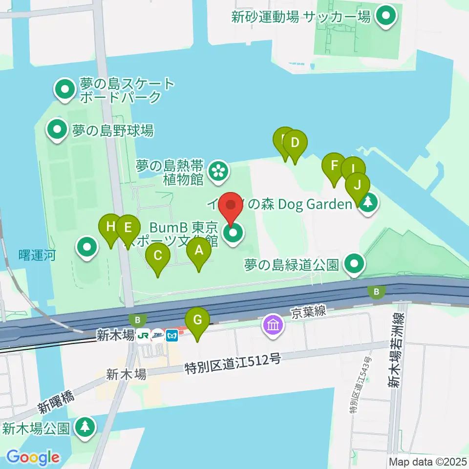 BumB東京スポーツ文化館周辺の駐車場・コインパーキング一覧地図