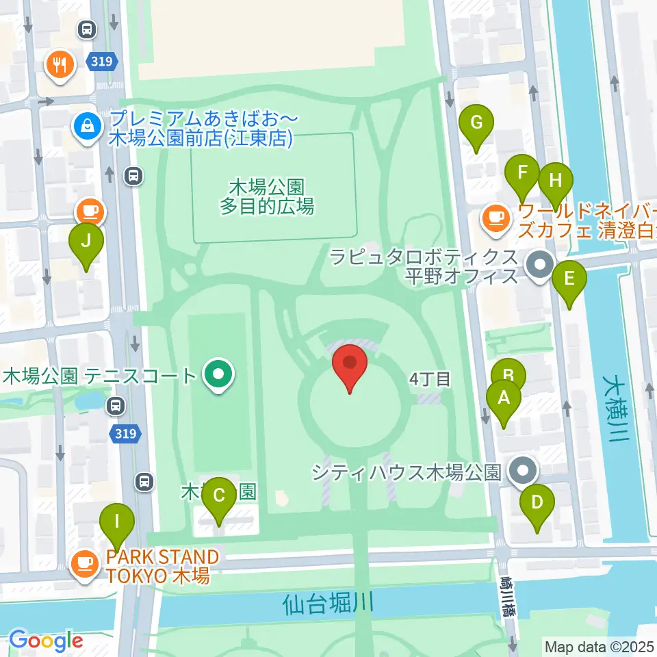 木場公園イベント広場 野外ステージ周辺の駐車場・コインパーキング一覧地図