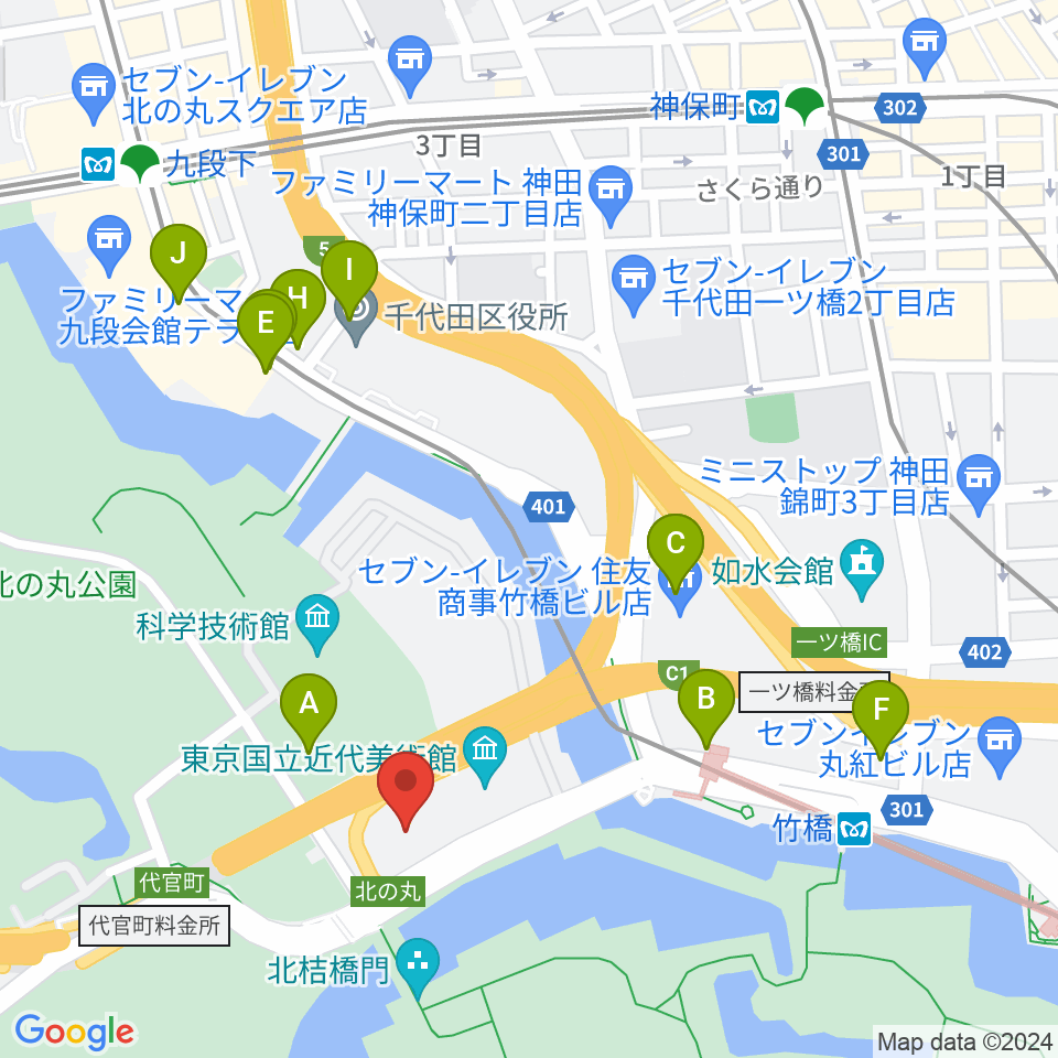 国立公文書館周辺の駐車場・コインパーキング一覧地図