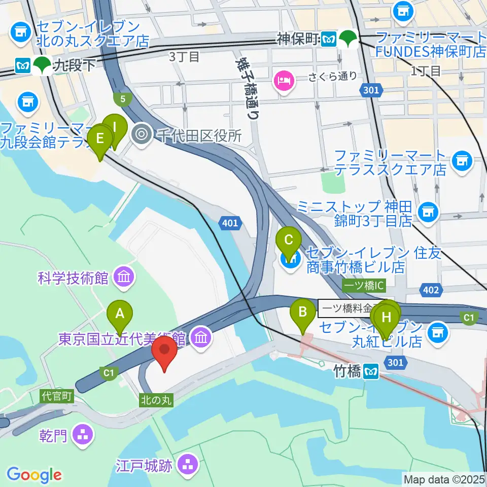 国立公文書館周辺の駐車場・コインパーキング一覧地図