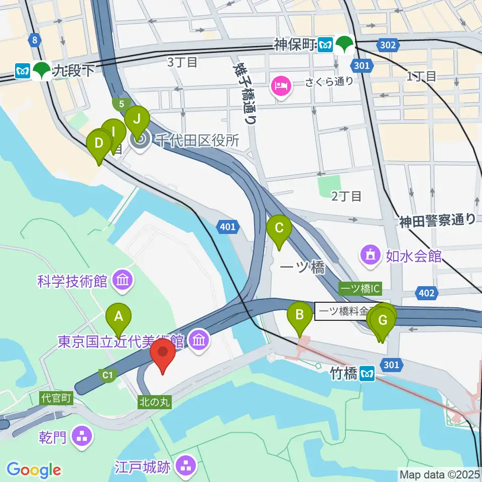 国立公文書館周辺の駐車場・コインパーキング一覧地図