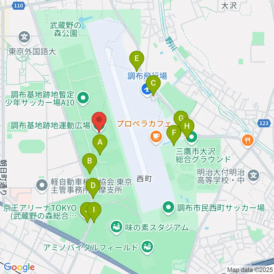 調布基地跡地運動広場周辺の駐車場・コインパーキング一覧地図