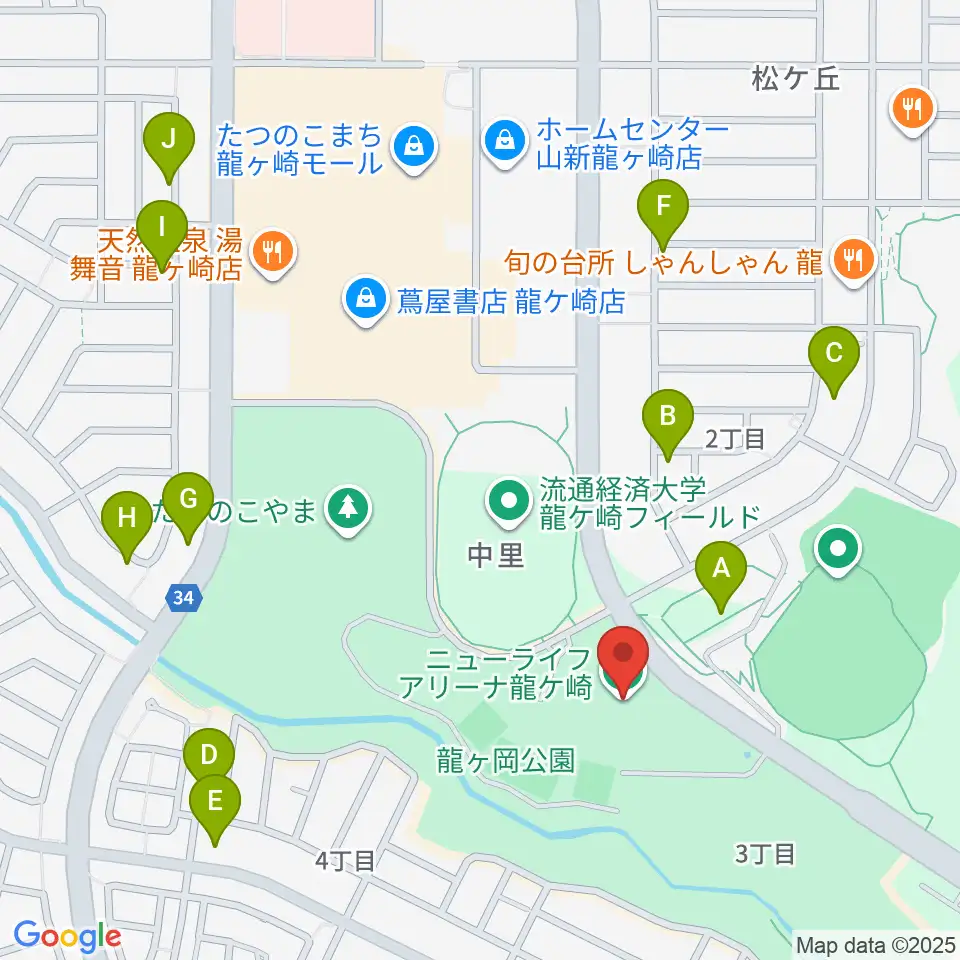 ニューライフアリーナ龍ケ崎周辺の駐車場・コインパーキング一覧地図