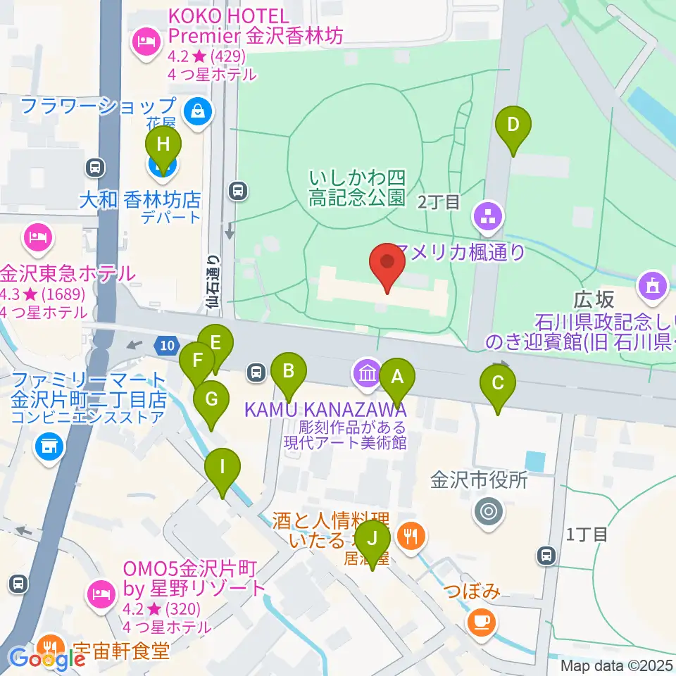 石川四高記念文化交流館周辺の駐車場・コインパーキング一覧地図