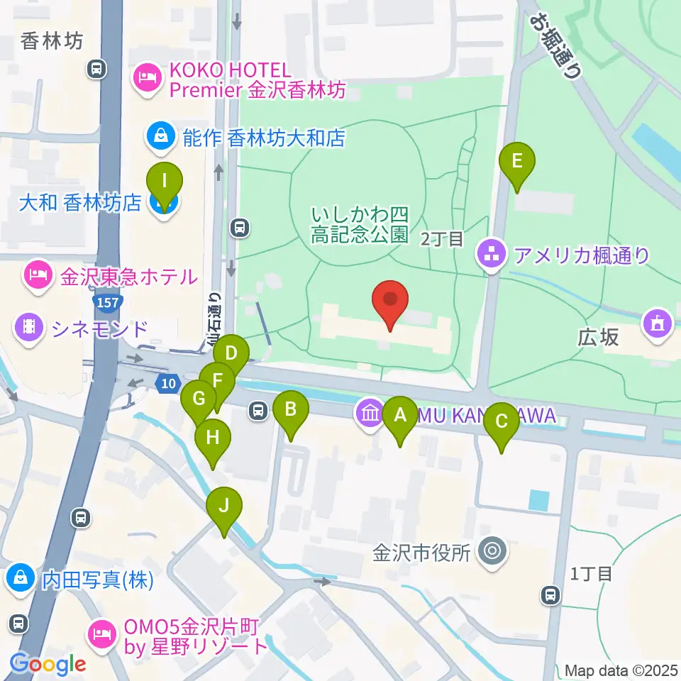 石川四高記念文化交流館周辺の駐車場・コインパーキング一覧地図