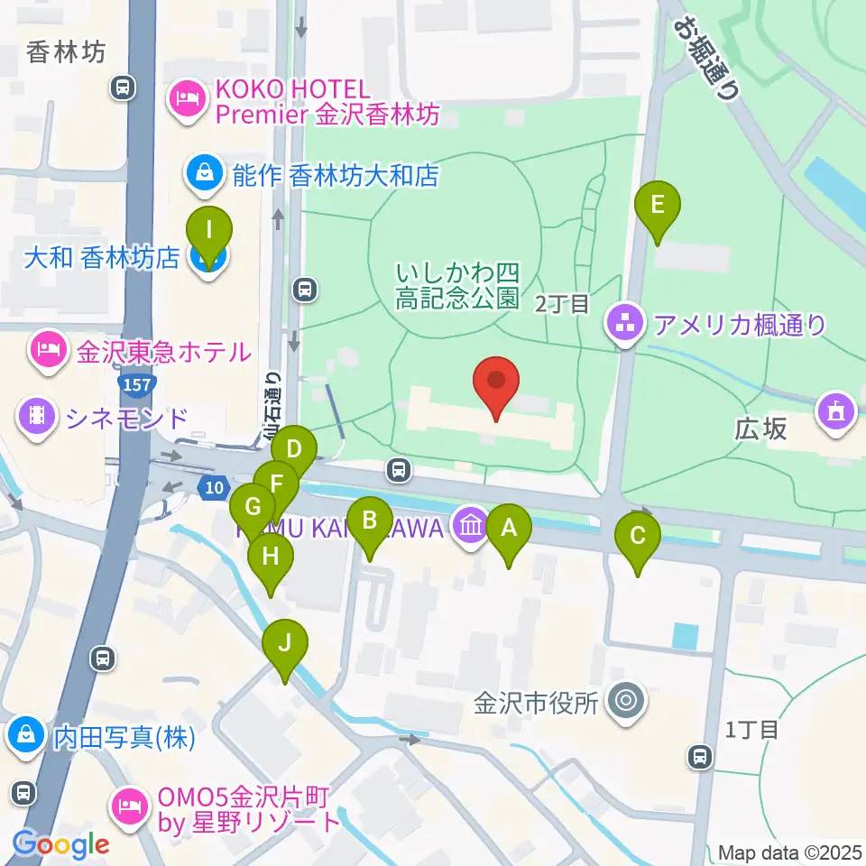 石川四高記念文化交流館周辺の駐車場・コインパーキング一覧地図