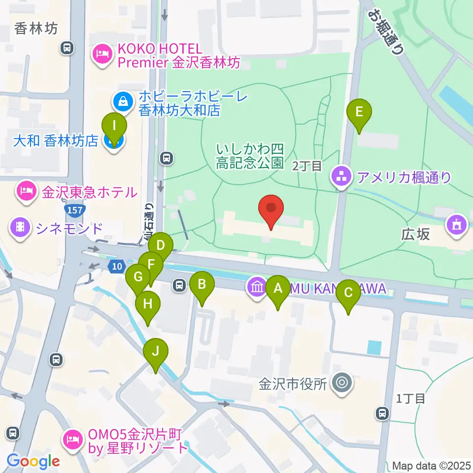 石川四高記念文化交流館周辺の駐車場・コインパーキング一覧地図