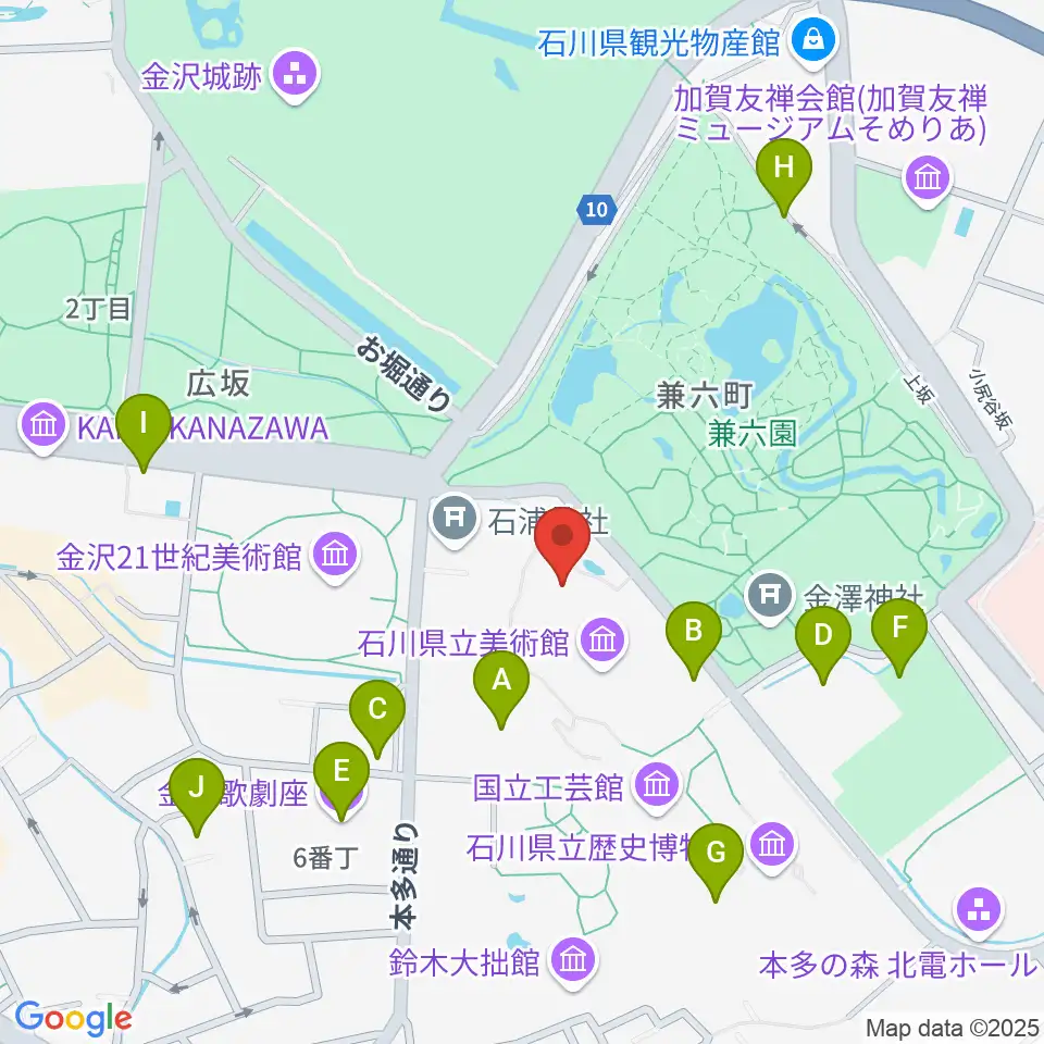 石川県立美術館広坂別館周辺の駐車場・コインパーキング一覧地図