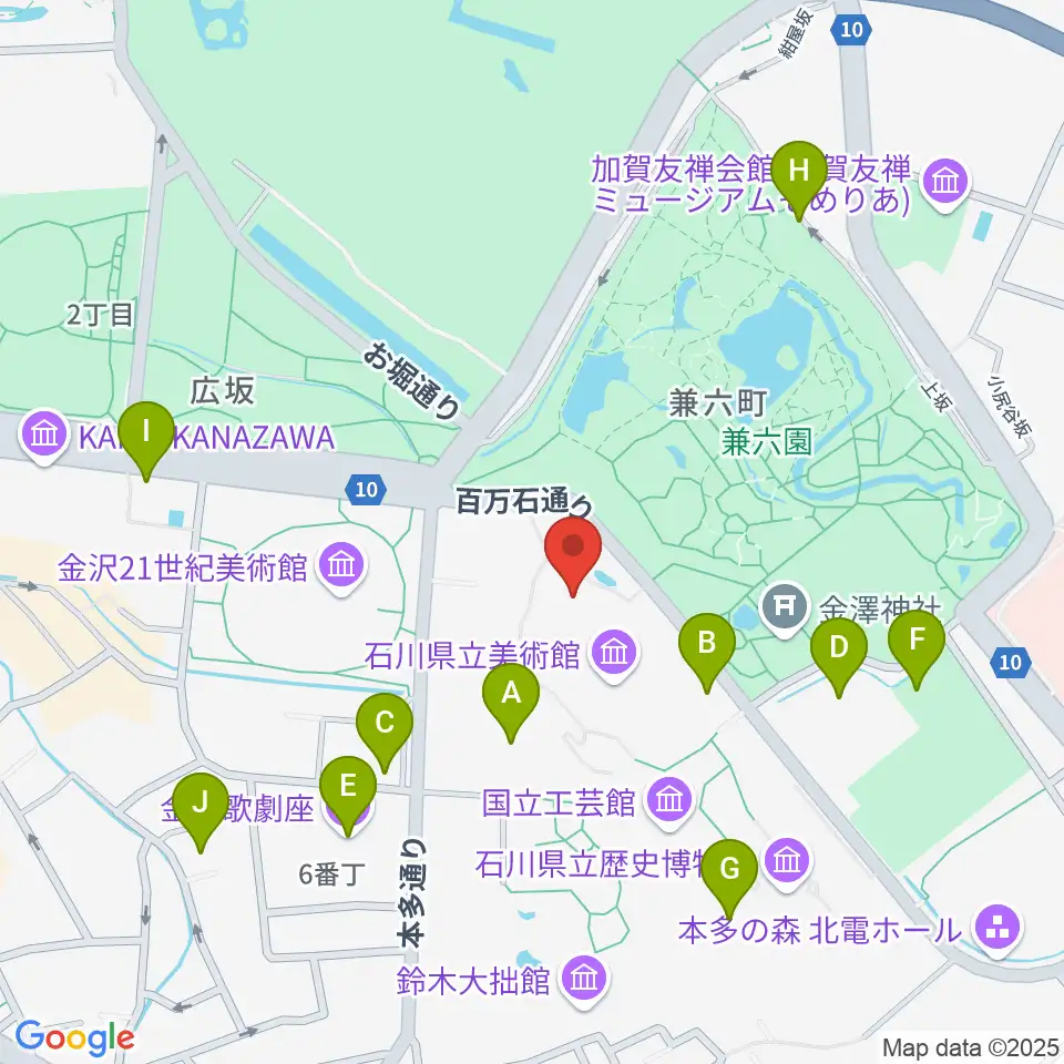 石川県立美術館広坂別館周辺の駐車場・コインパーキング一覧地図