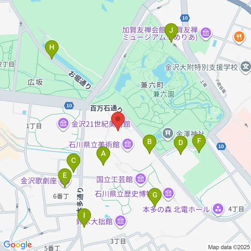 石川県立美術館広坂別館周辺の駐車場・コインパーキング一覧地図