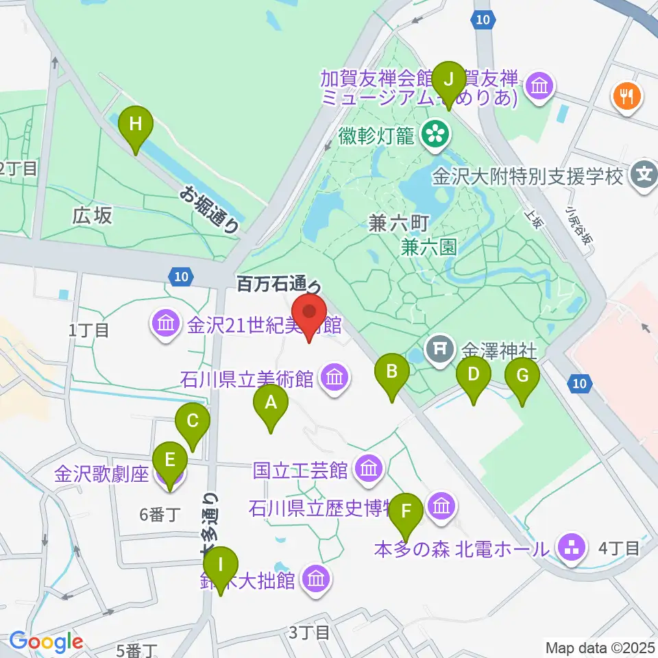 石川県立美術館広坂別館周辺の駐車場・コインパーキング一覧地図