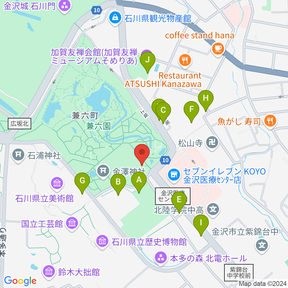 いしかわ生活工芸ミュージアム周辺の駐車場・コインパーキング一覧地図