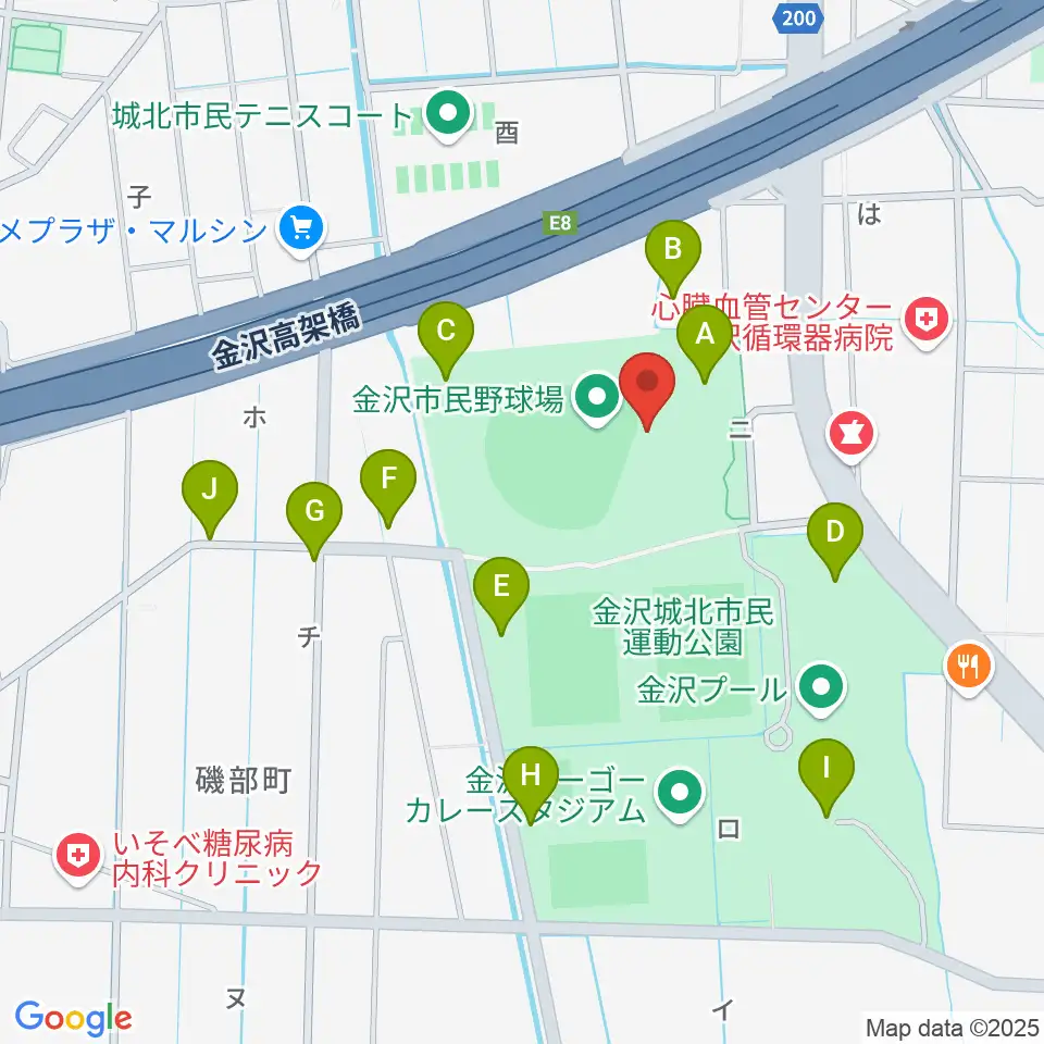金沢市民野球場周辺の駐車場・コインパーキング一覧地図