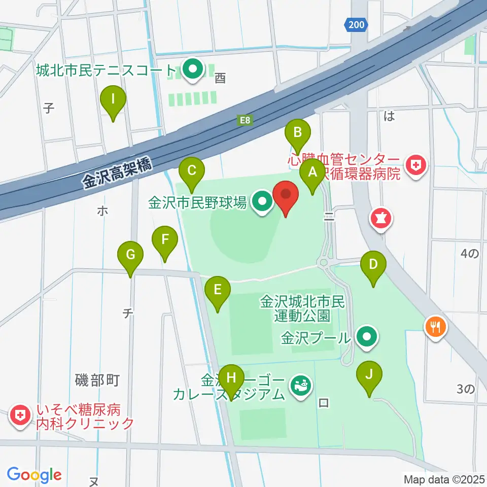 金沢市民野球場周辺の駐車場・コインパーキング一覧地図