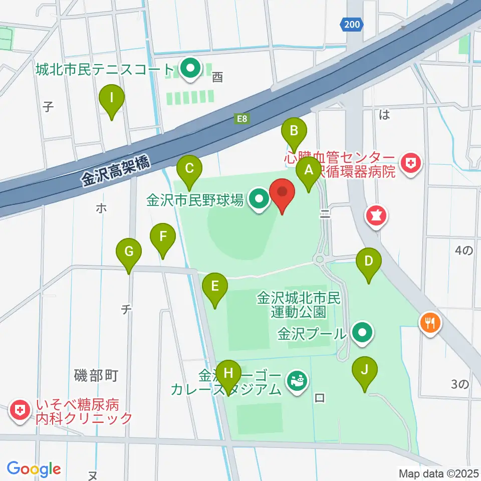 金沢市民野球場周辺の駐車場・コインパーキング一覧地図