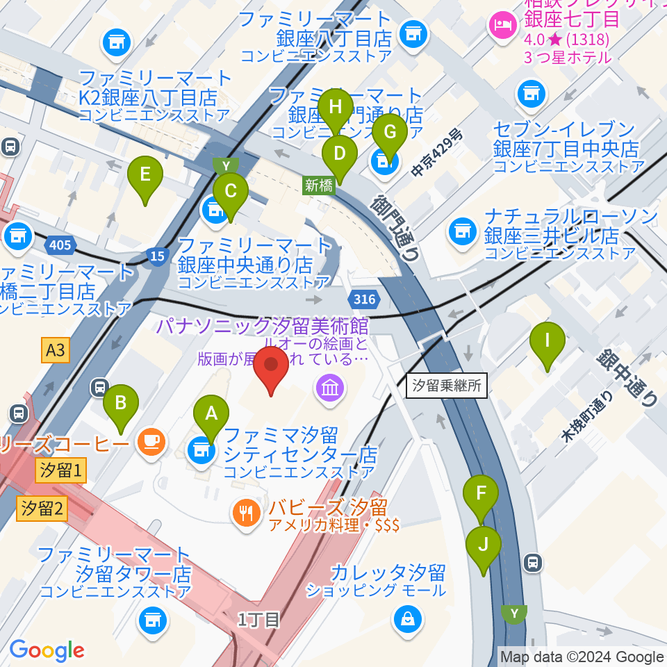 旧新橋停車場 鉄道歴史展示室周辺の駐車場・コインパーキング一覧地図