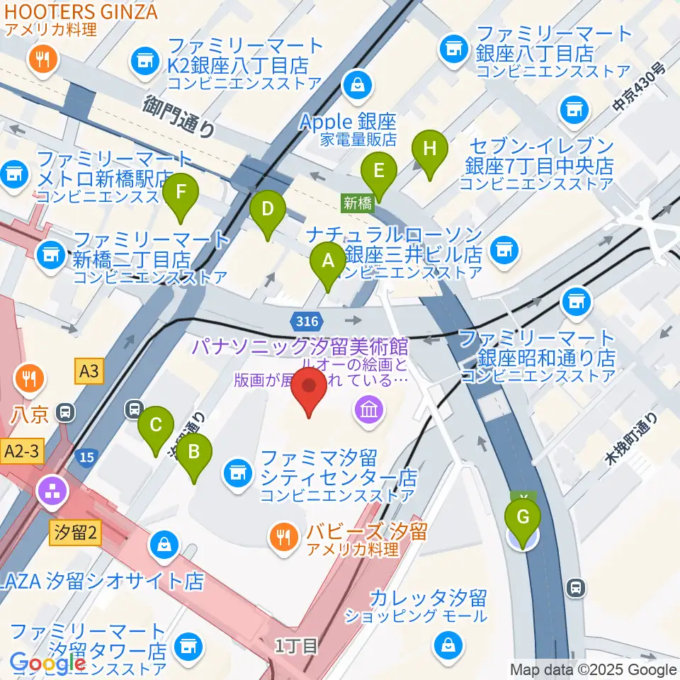 旧新橋停車場 鉄道歴史展示室周辺の駐車場・コインパーキング一覧地図