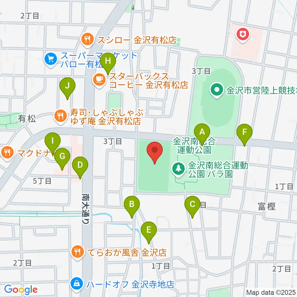 金沢市営球技場周辺の駐車場・コインパーキング一覧地図