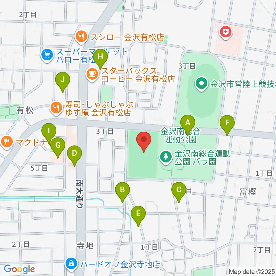 金沢市営球技場周辺の駐車場・コインパーキング一覧地図