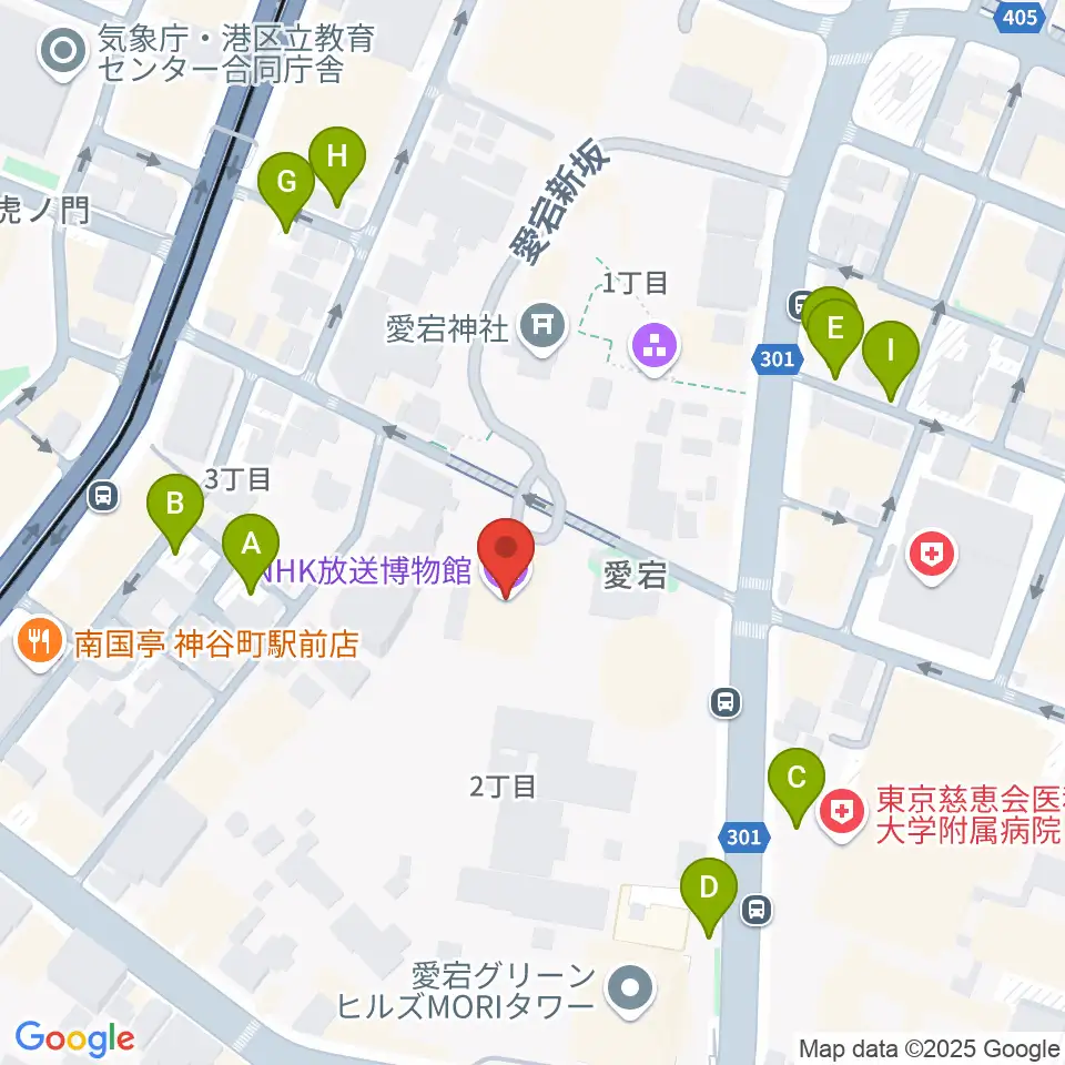 NHK放送博物館周辺の駐車場・コインパーキング一覧地図