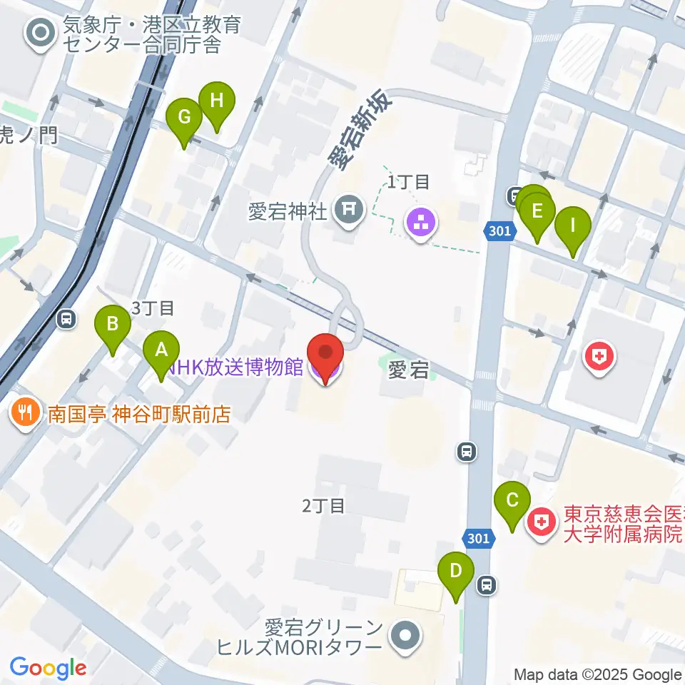 NHK放送博物館周辺の駐車場・コインパーキング一覧地図
