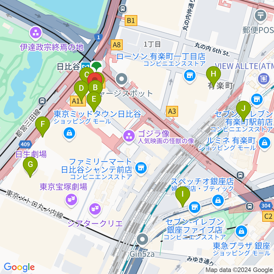 ベヒシュタイン・セントラム 東京ザール周辺の駐車場・コインパーキング一覧地図