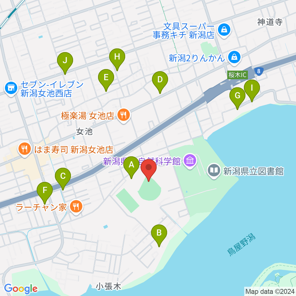 鳥屋野運動公園野球場周辺の駐車場・コインパーキング一覧地図