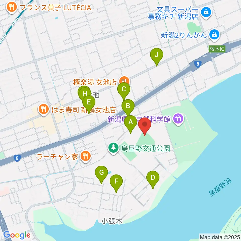 鳥屋野運動公園野球場周辺の駐車場・コインパーキング一覧地図