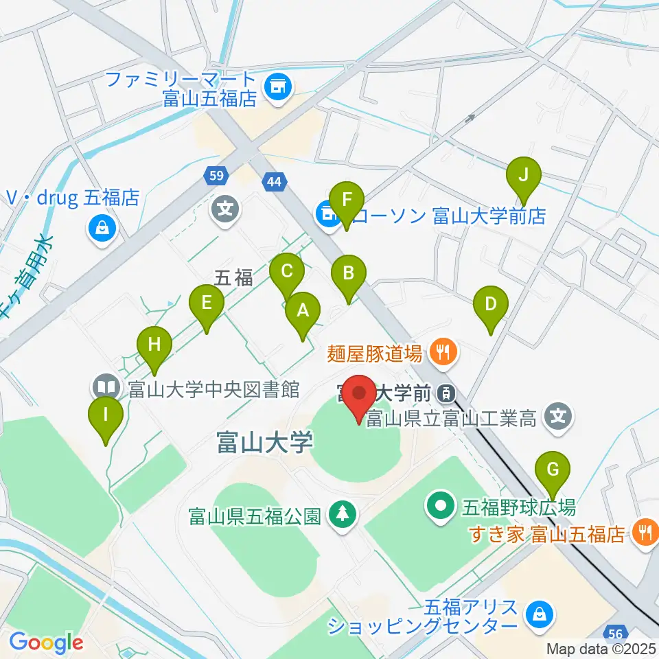 県営富山野球場周辺の駐車場・コインパーキング一覧地図