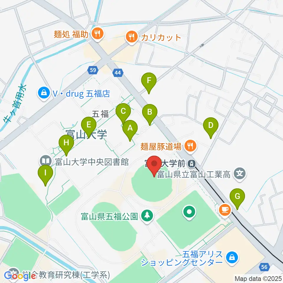 県営富山野球場周辺の駐車場・コインパーキング一覧地図