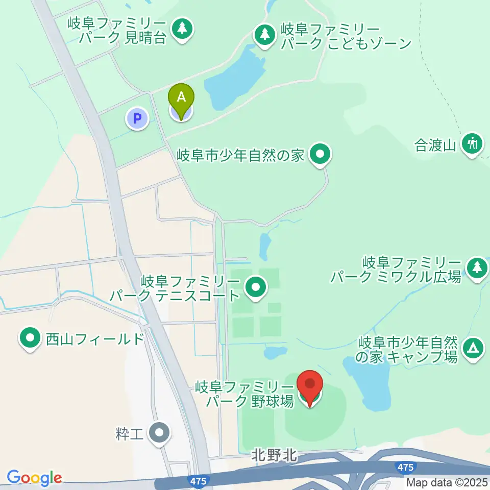 岐阜ファミリーパーク野球場周辺の駐車場・コインパーキング一覧地図