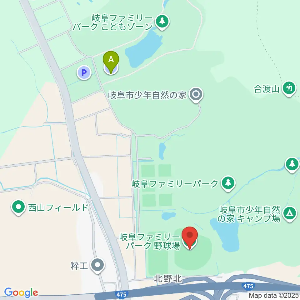 岐阜ファミリーパーク野球場周辺の駐車場・コインパーキング一覧地図