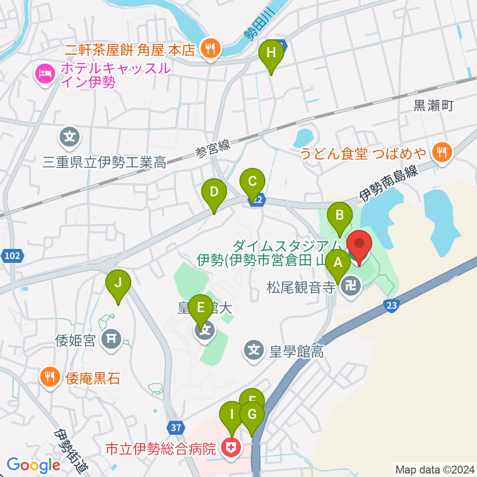 ダイムスタジアム伊勢周辺の駐車場・コインパーキング一覧地図