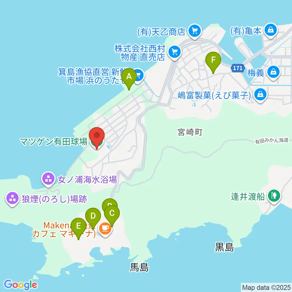 マツゲン有田球場周辺の駐車場・コインパーキング一覧地図