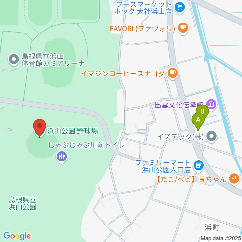 島根県立浜山公園野球場周辺の駐車場・コインパーキング一覧地図