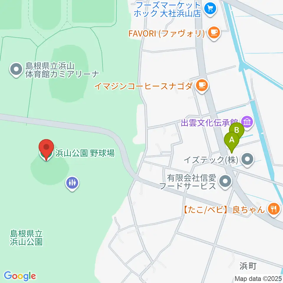 島根県立浜山公園野球場周辺の駐車場・コインパーキング一覧地図