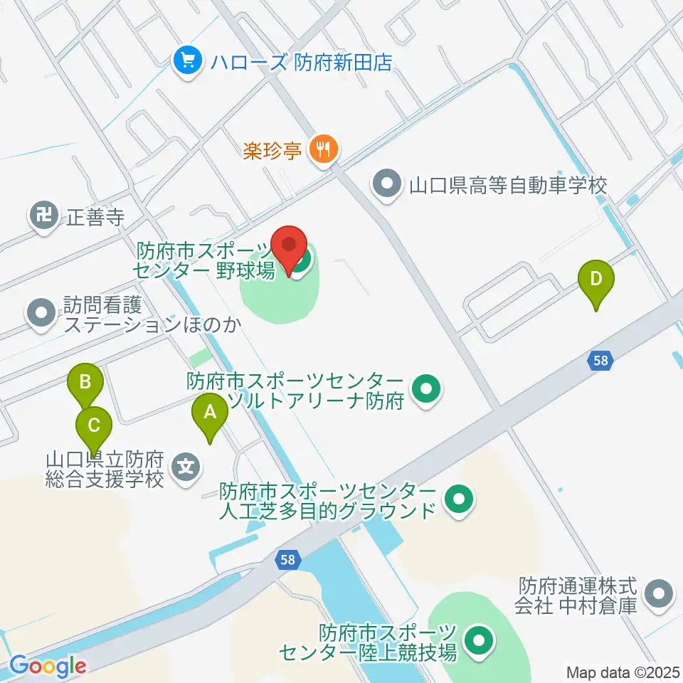 防府市スポーツセンター野球場周辺の駐車場・コインパーキング一覧地図