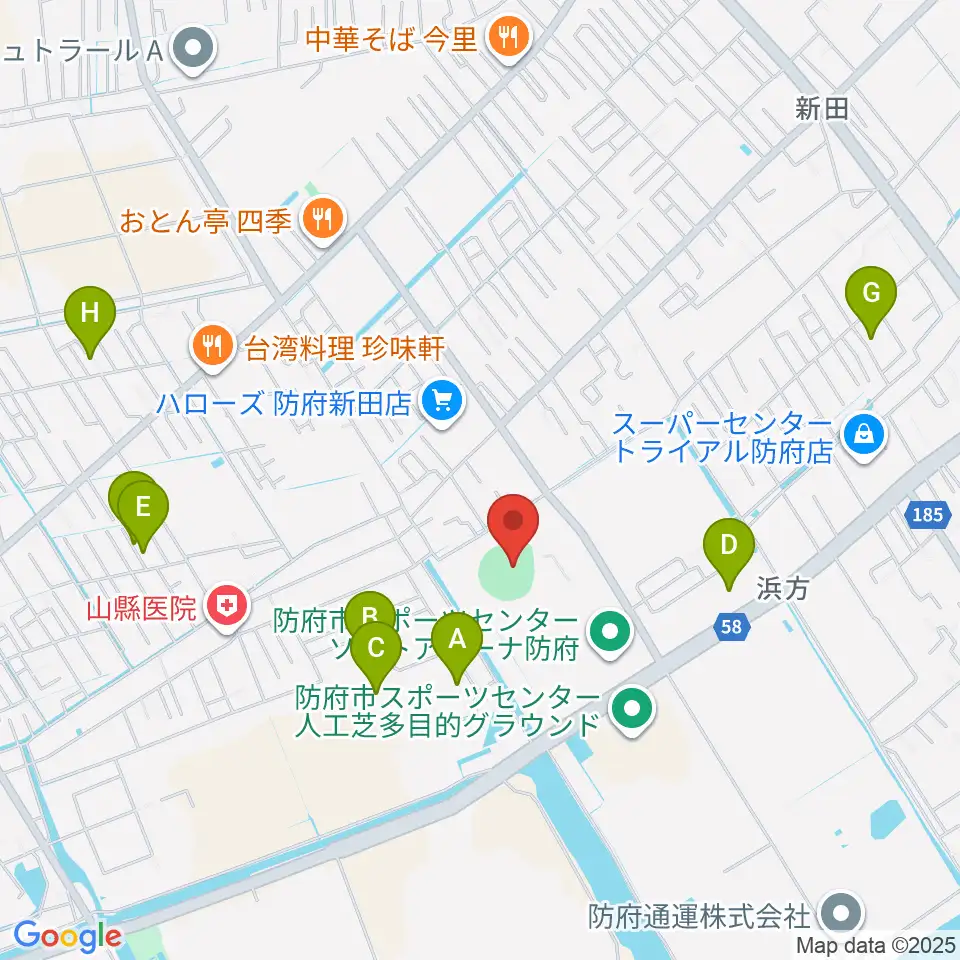 防府市スポーツセンター野球場周辺の駐車場・コインパーキング一覧地図