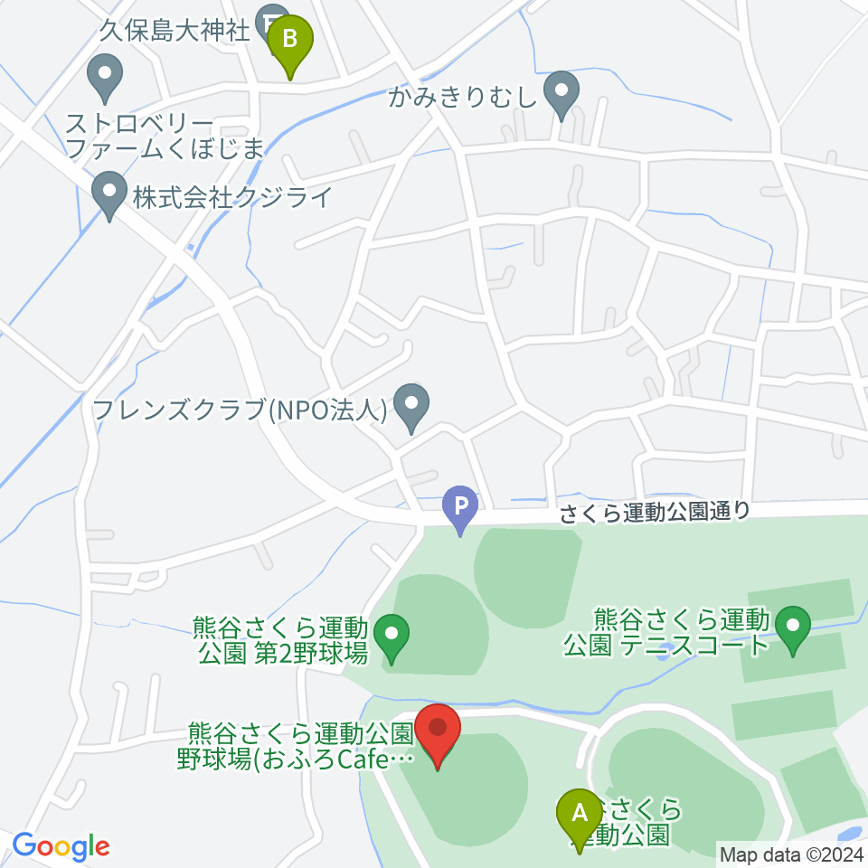 おふろcafe'ハレニワスタジアム熊谷周辺の駐車場・コインパーキング一覧地図