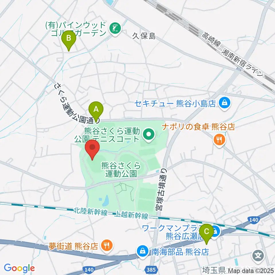 おふろcafe'ハレニワスタジアム熊谷周辺の駐車場・コインパーキング一覧地図