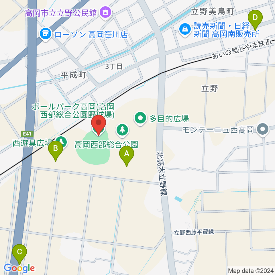 ボールパーク高岡周辺の駐車場・コインパーキング一覧地図