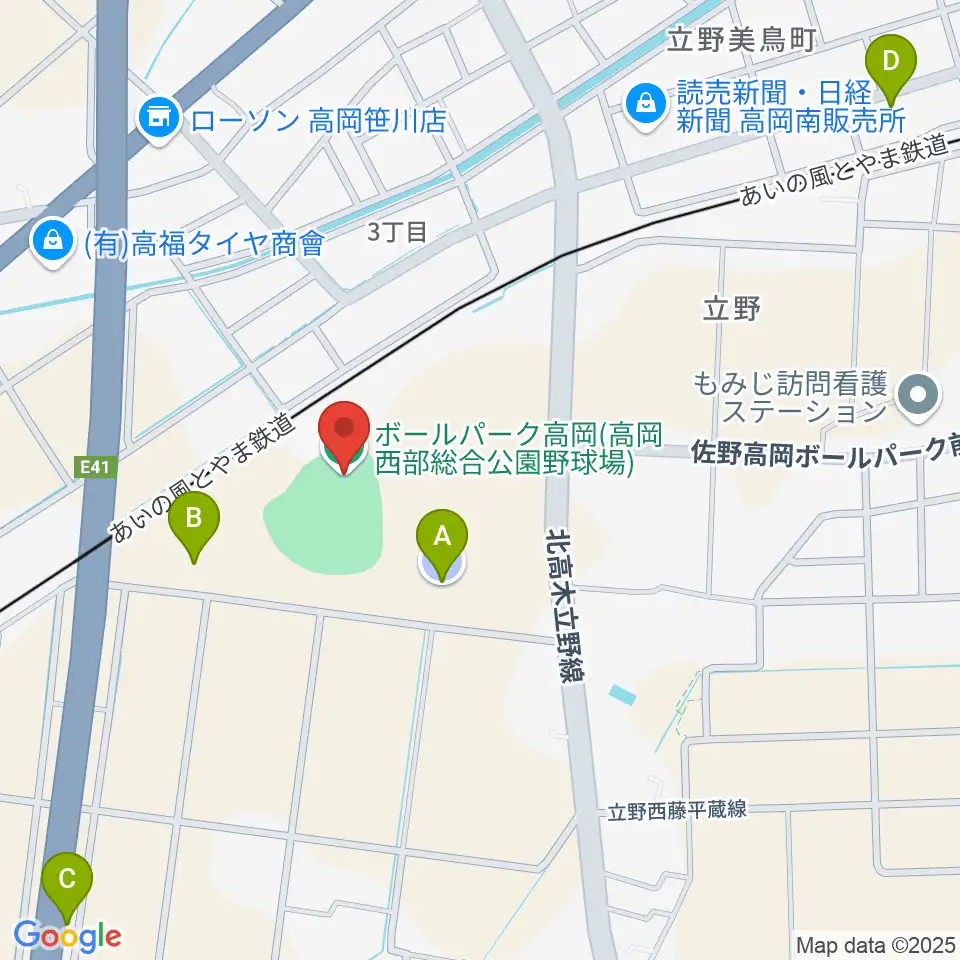 ボールパーク高岡周辺の駐車場・コインパーキング一覧地図